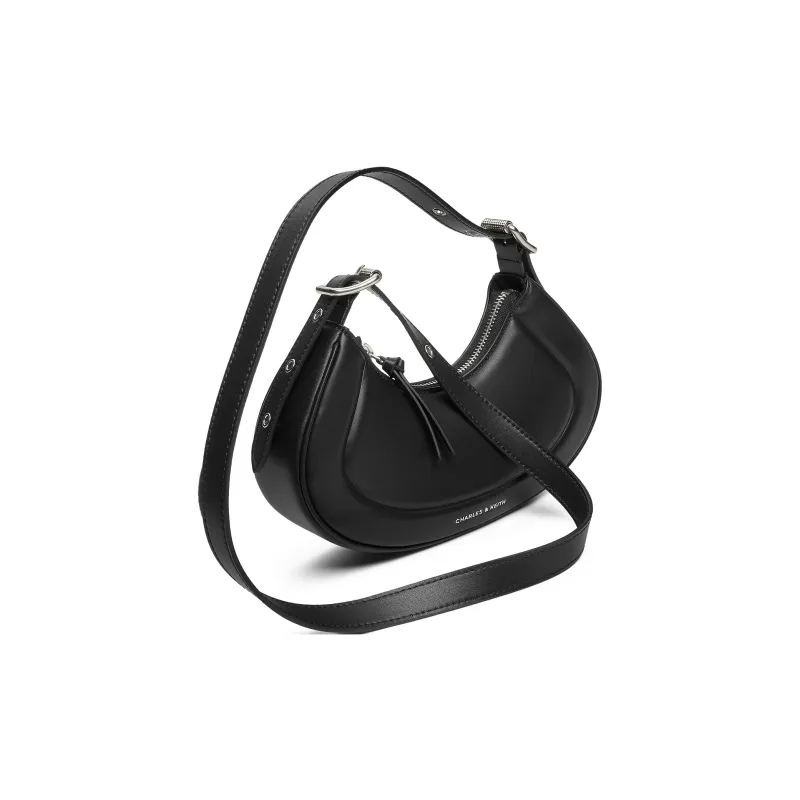 CHARLES&KEITH PU One Shoulder Bag Trumpets Women's Noir Black-2