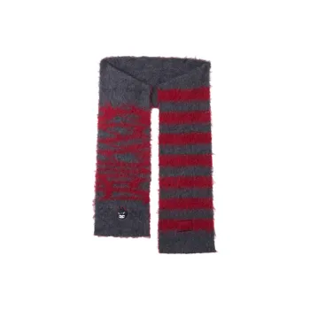 Revenge Wool Polyamide Polyester Elastane Knit Scarves Unisex Red/Dark Gray