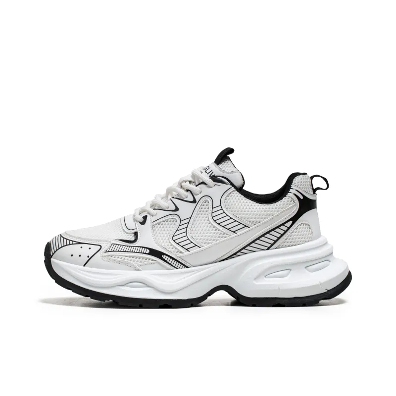 NANJIREN Cushioning Anti Slip Wear Resistant Breathable Height Increasing Low Top Chunky Sneakers Men's-0