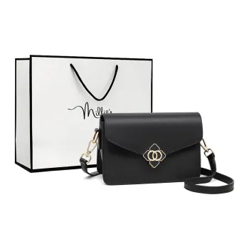 MILLIE'S Cow Leather Underarm Shoulder Bag, Crossbody Bag, Small Square Bag, Tofu Bag Regular Women's Black/Ecru