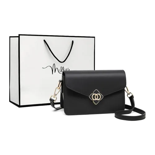 MILLIE'S Cow Leather Underarm Shoulder Bag, Crossbody Bag, Small Square Bag, Tofu Bag Regular Women's Black/Ecru