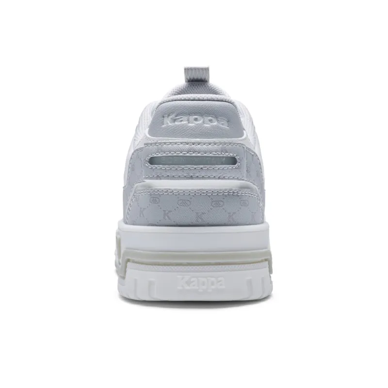 Kappa Anti Slip Wear Resistant Low Top Skateboard Shoes Unisex Classic White Shell Gray-4
