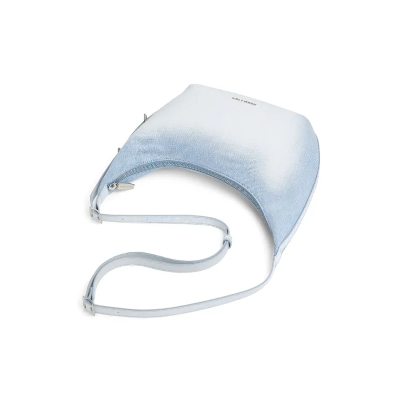 CHARLES&KEITH Fabric With Soft Denim Shoulder Bag Medium Size Women's Light Denim Blue/Silver Denim Blue-2