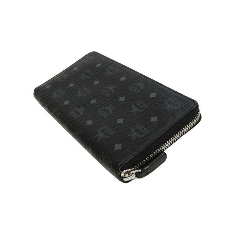 MCM Essential Visetos Origina Leather Coin Purse Men's Black-3
