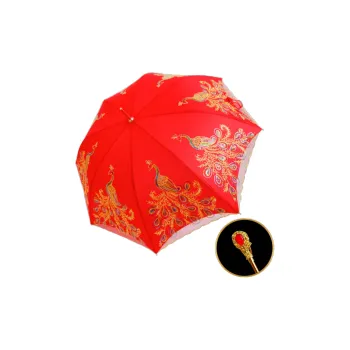 Where The Lamb Umbrella Red Umbrella Lace Trim New Chinese Style Long Handle Umbrella Vintage Red Umbrella