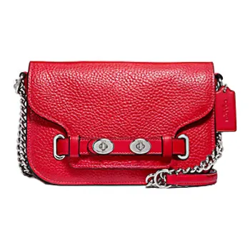 COACH Blake Leather One Shoulder Chain, Crossbody Bag Small Size Women's Bright Red