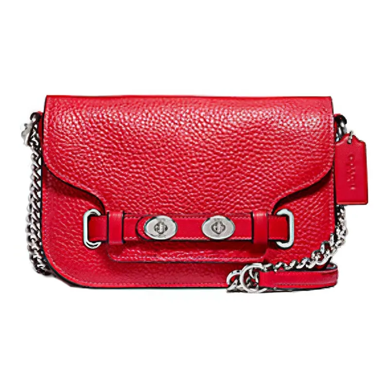 COACH Blake Leather One Shoulder Chain, Crossbody Bag Small Size Women's Bright Red-0
