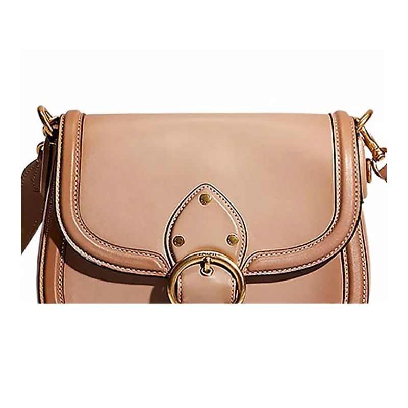 COACH Beat Glove Tanned Leather, Leather Saddle Bag, Shoulder Bag, Crossbody Bag Medium Size Women's Taupe-1