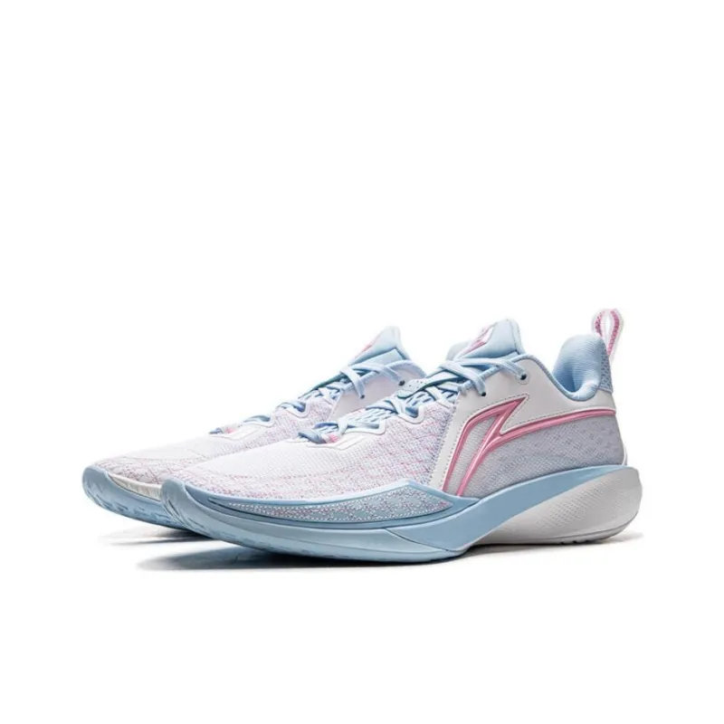 LiNing Speed Ling 2 Slip-Resistant Rebound Low-Top Basketball Shoes Men's White Blue-2
