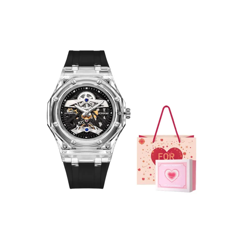 RONMAR Glacier Collection Automatic Mechanical Movement Rubber Strap Watch Unisex White Dial-45