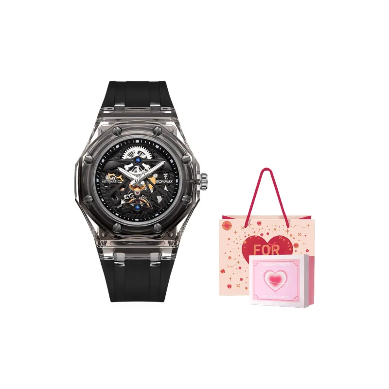 RONMAR Glacier Collection Automatic Mechanical Movement Rubber Strap Watch Unisex White Dial-40