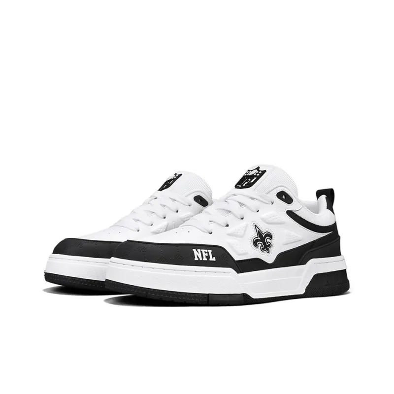 NFL New Orleans Saints Coverage Wear-Resistant Slip-Resistant Low-Top Skateboard Shoes Unisex White Black-2