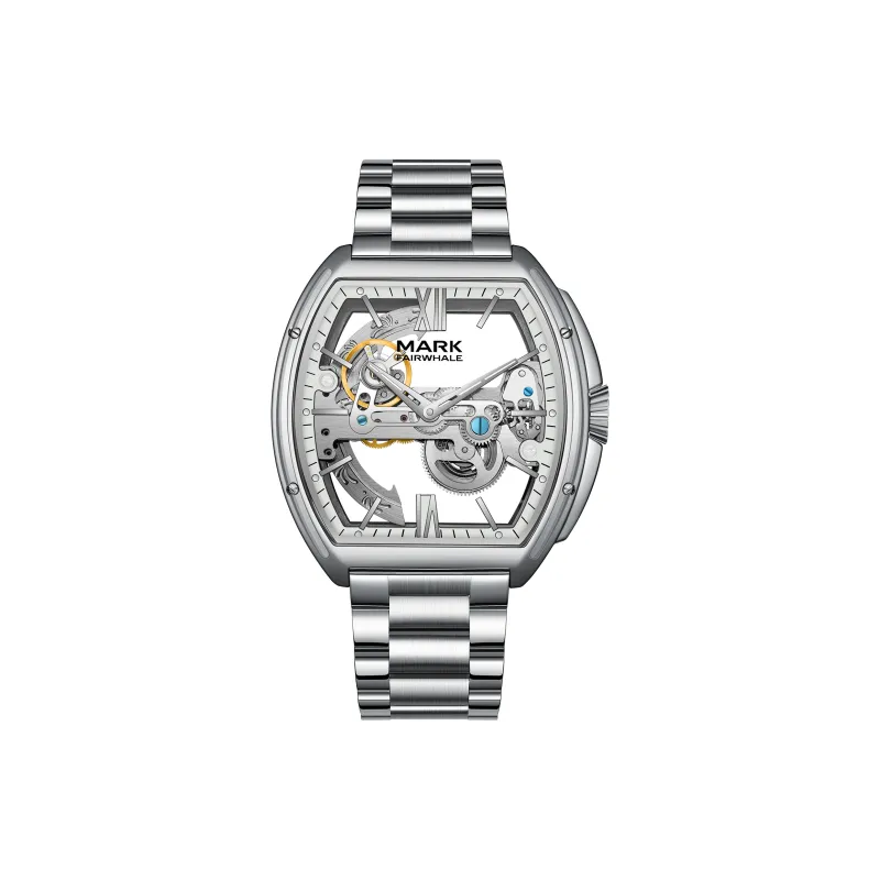 FAIRWHALE Automatic Mechanical Movement Metal Strap Watch Men's Watches White Dial-0