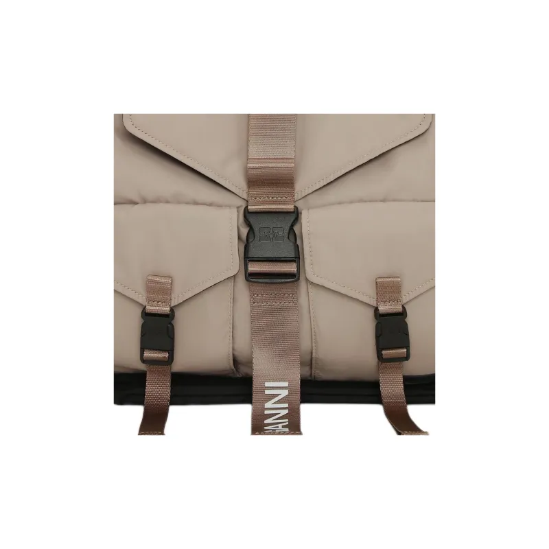 GANNI Polyester Backpack Medium Size Women's Greige-4