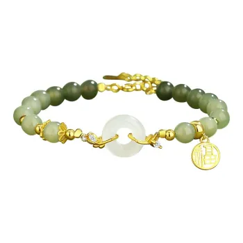TIMEBOTTLE Hetian Jade Bracelets Pale Greenish White Jade Women's