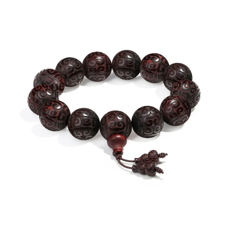 PUTUOSHANWENCHUANG Small Leaf Red Sandalwood Bracelets Unisex-2
