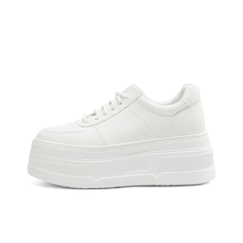 Rosa Bianca Lightweight Height Increasing Low Top Skateboard Shoes Women's White-0