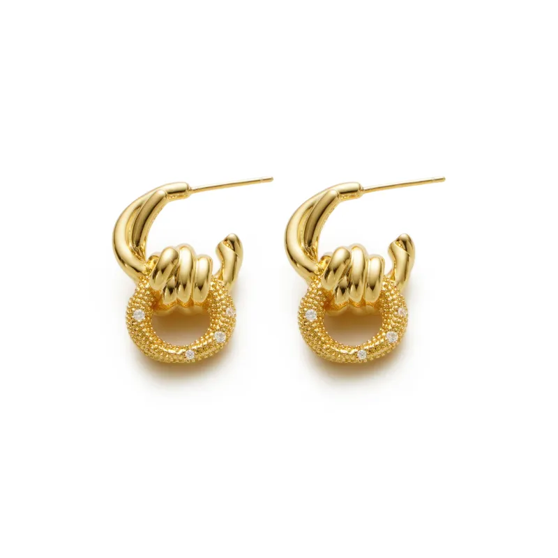 RSNY Gold Plated Copper Stud Earrings Women's-3