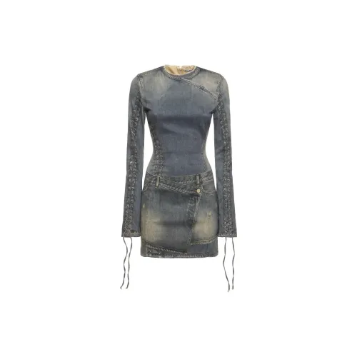 Acne Studios Laced Sleeve Mini Denim Dress