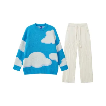 WILD ROOMS Pajama Set Unisex Blue White