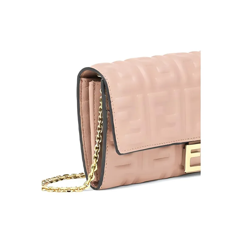 FENDI Baguette Leather Shoulder Bag Women's Candy Color-4