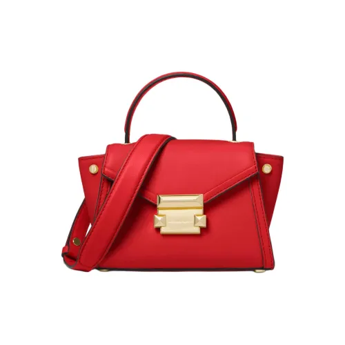 MICHAEL KORS Whitney Cow Leather Messenger Bag, One Shoulder Handbag Mini Women's Bright Red