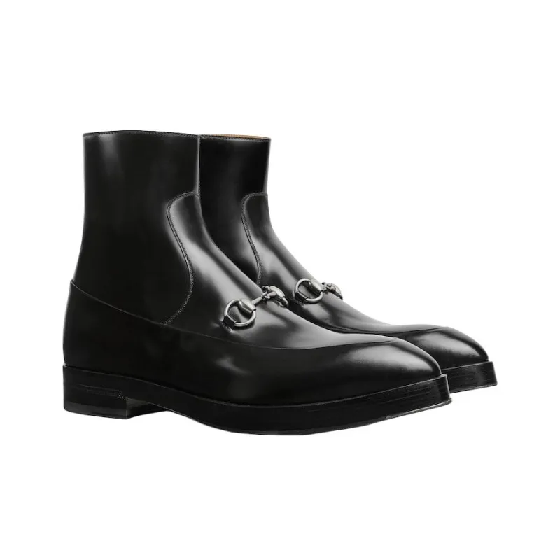 GUCCI Ankle Boots 3.4cm Men's Black-2