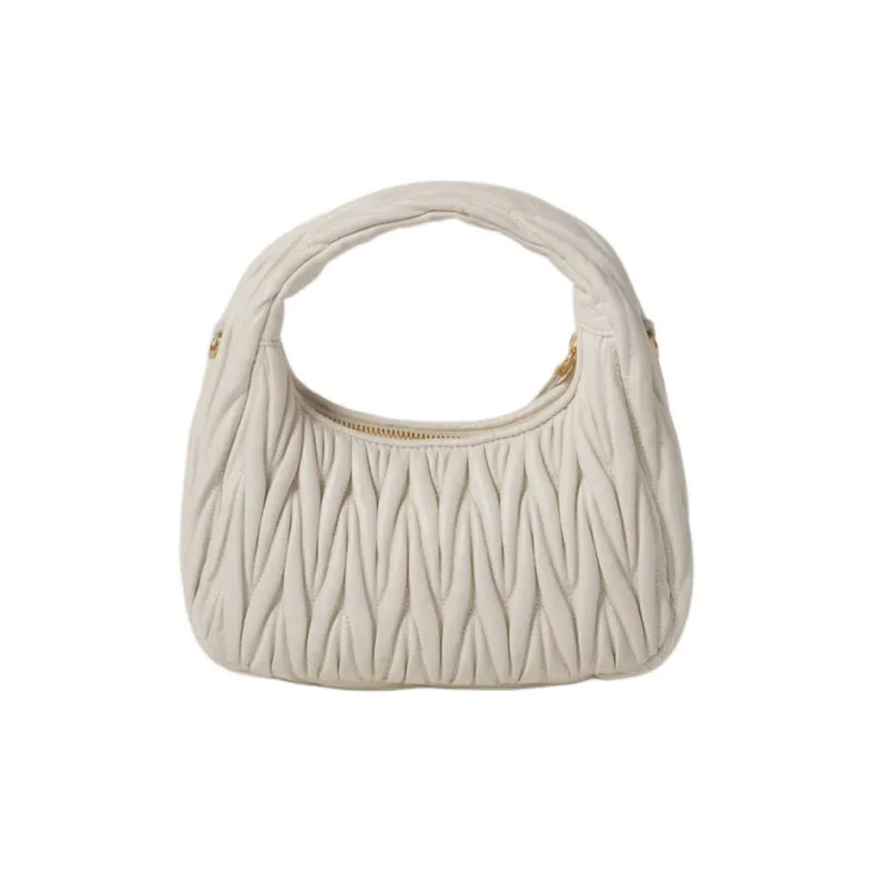 MIU MIU Wander Series Sheepskin Crescent Bag Handbag Trumpets Women's White-2