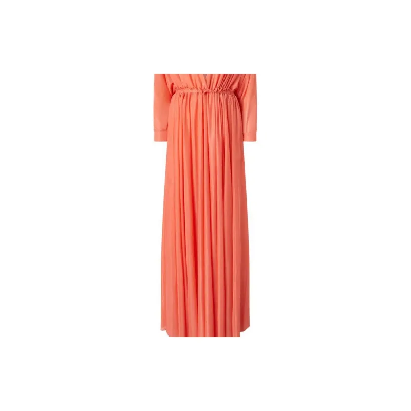 PINKO V Neck Ruched Maxi Dress-2