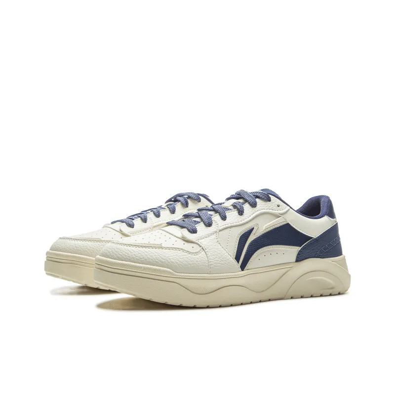 LiNing Anti Slip Wear Resistant Low Top Skateboard Shoes Men's White Blue-2