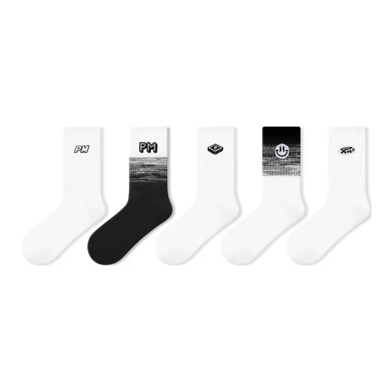 Primeet Mid Calf Socks Unisex 5 Pack Wave Arrival-22