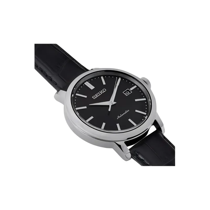 SEIKO Automatic Mechanical Movement Leather Watch Bands Watch Unisex Black Dial-1