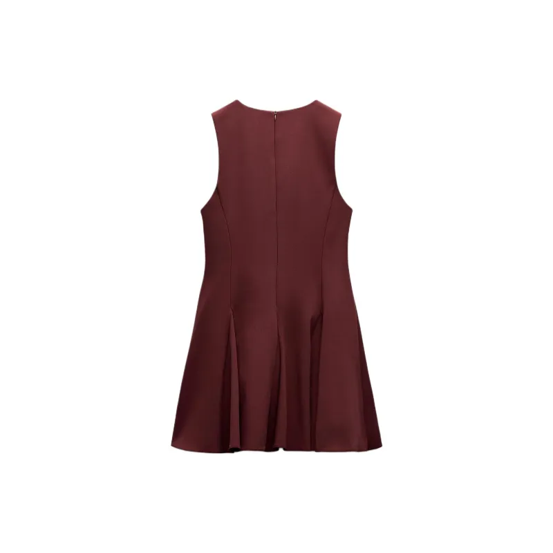 ZARA Sleeveless Dress Women's Light Maroon-1