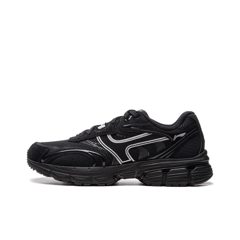 LiNing Slip-Resistant Cushioning Low-Top Chunky Sneakers Men's Black-0