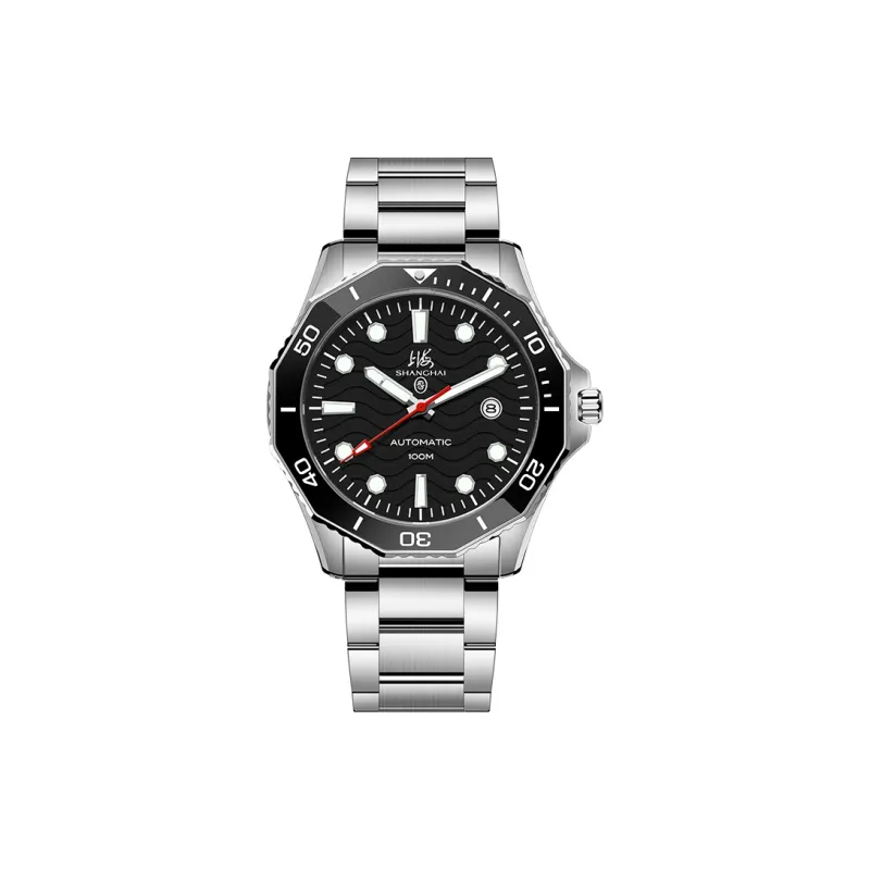 SHANGHAI Phantom Collection Automatic Mechanical Movement Stainless Steel Watchband Watch Men's Watches White Dial-8