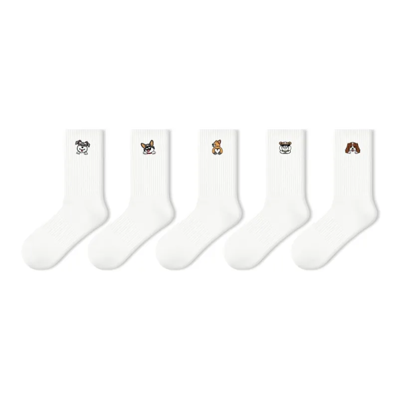 Primeet Mid Calf Socks Unisex 5 Pack Wave Arrival-12