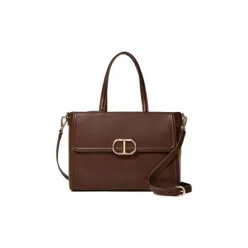 TWINSET MILANO Cow Leather Tote Bag Portable Crossbody Bag Shoulder Bag Women's Chocolate Brown
