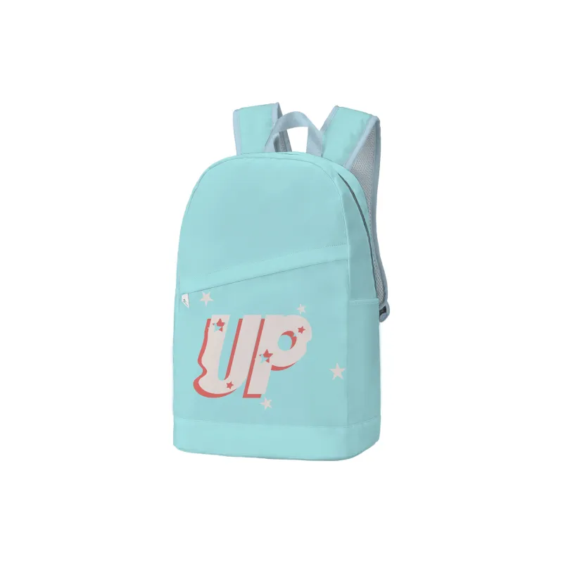 TURN UP Polyester Student Backpack Large Size Unisex Light Blue-14
