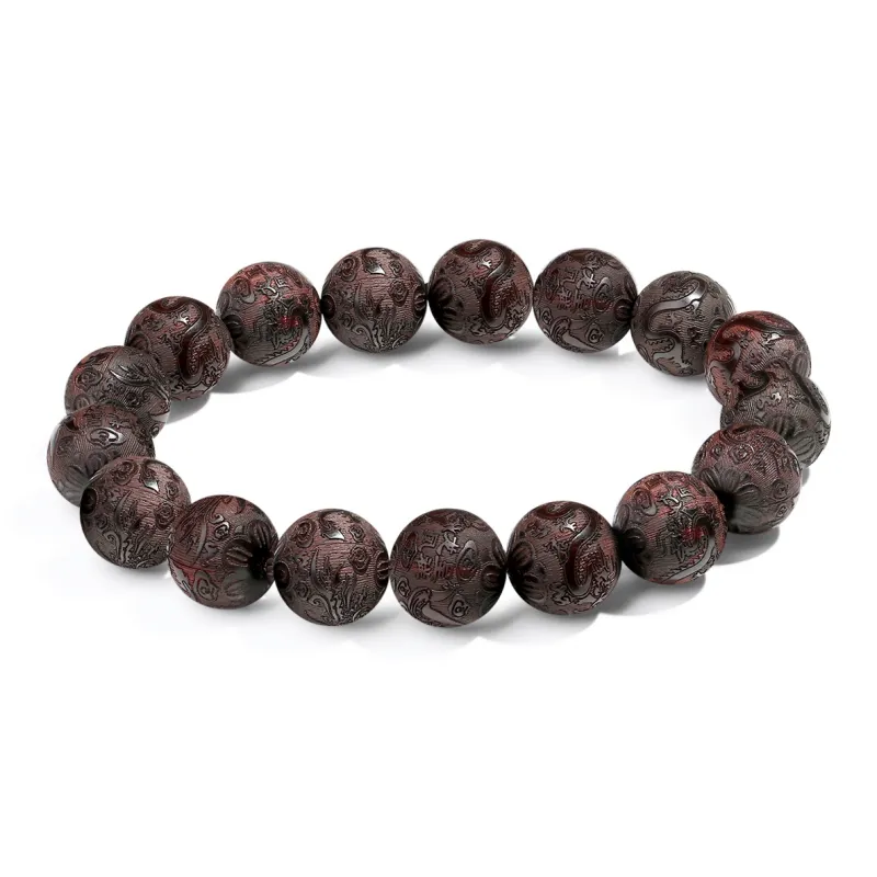 PUTUOSHANWENCHUANG Small Leaf Red Sandalwood Bracelets Unisex-0