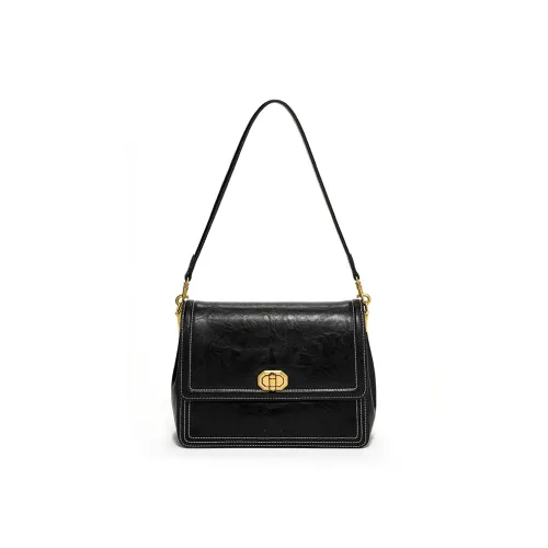 Simedin Cow Leather Crossbody Bag Shoulder Bag Small Square Bag Regular Women's Deep Black/Coffee
