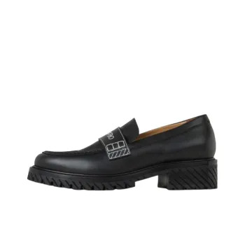 OFF WHITE Military Logo print Leather Loafers Women's
