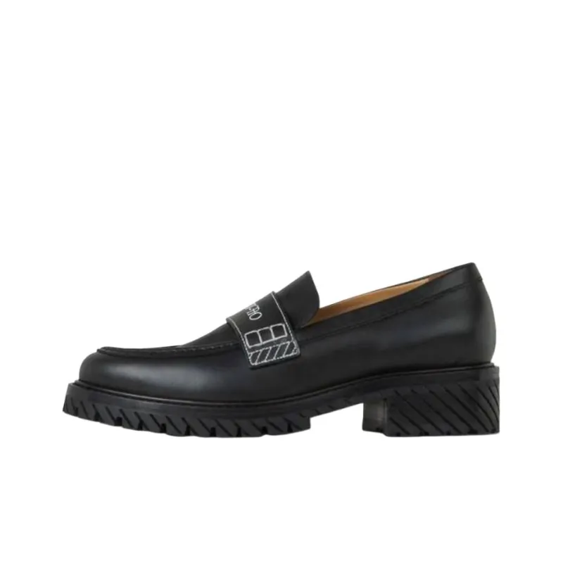 OFF WHITE Military Logo print Leather Loafers Women's-0