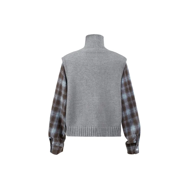 TOUCH Knitwear Women's Gray & Blue Coffee Plaid-1