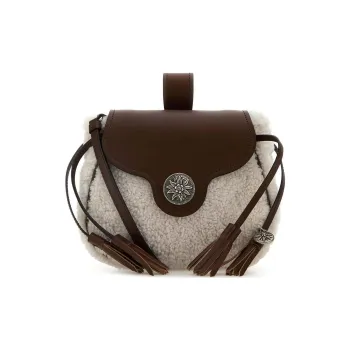 PRADA Shearling Crossbody Bag, Shoulder Bag Small Size Women's Beige & Tan