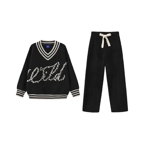 WILD ROOMS Fall And Winter Pajama Set Women's Black