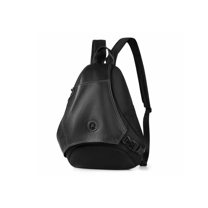 Ceion Keust Top Grain Cow Leather Backpack Regular Unisex Gray/Black-8