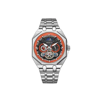 MUKUO Starlight Collection Automatic Mechanical Movement Stainless Steel Watchband Men's Watches Black Dial
