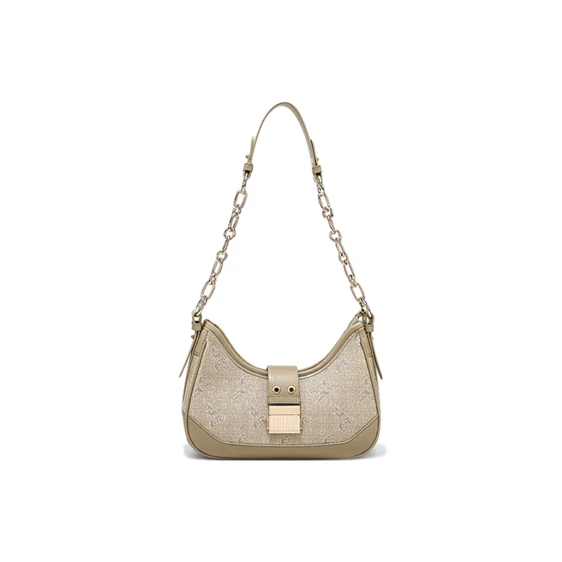 CLEVER& KETCH PU Crescent Bag Dumpling Bag Shoulder Bag Regular Women's Ecru/Coffee-5
