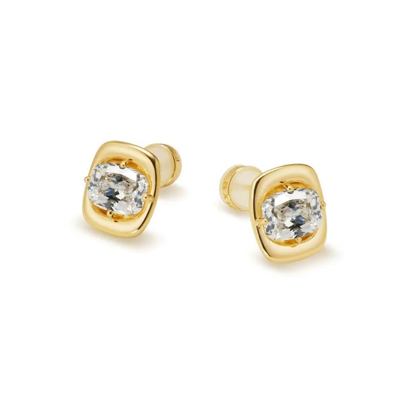 FUNNXI S925 Plated 18K Deep Gold Stud Earrings Women's-0