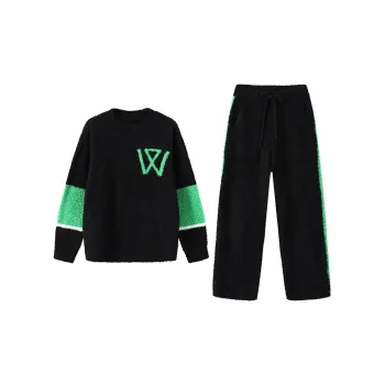 WILD ROOMS Fall And Winter Pajama Set Unisex Black
